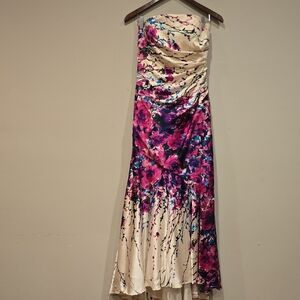 Floral Strapless Evening Gown